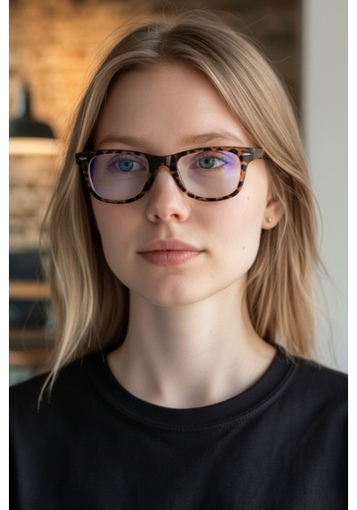 Wayfarer Leopar Desenli Mavi Işık Koruyucu Optik Uyumlu Camları Değiştirilebilir Gözlük Kadın Çok Renkli