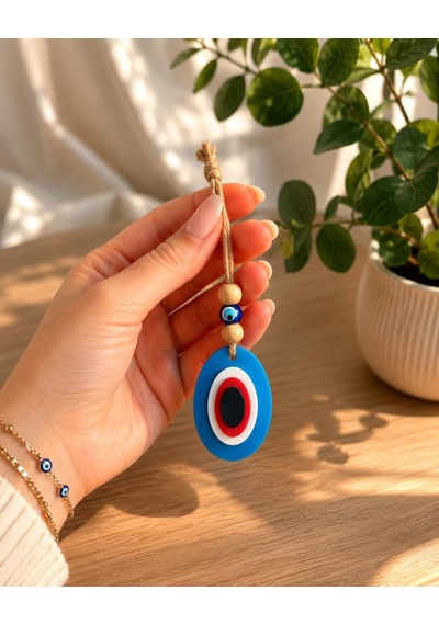 Plastik Nazar Boncuğu Duvar Süsü Dekoratif Asma Nazar Boncuğu Ev Kapı Balkon Bahçe Süsü 7x5 Cm