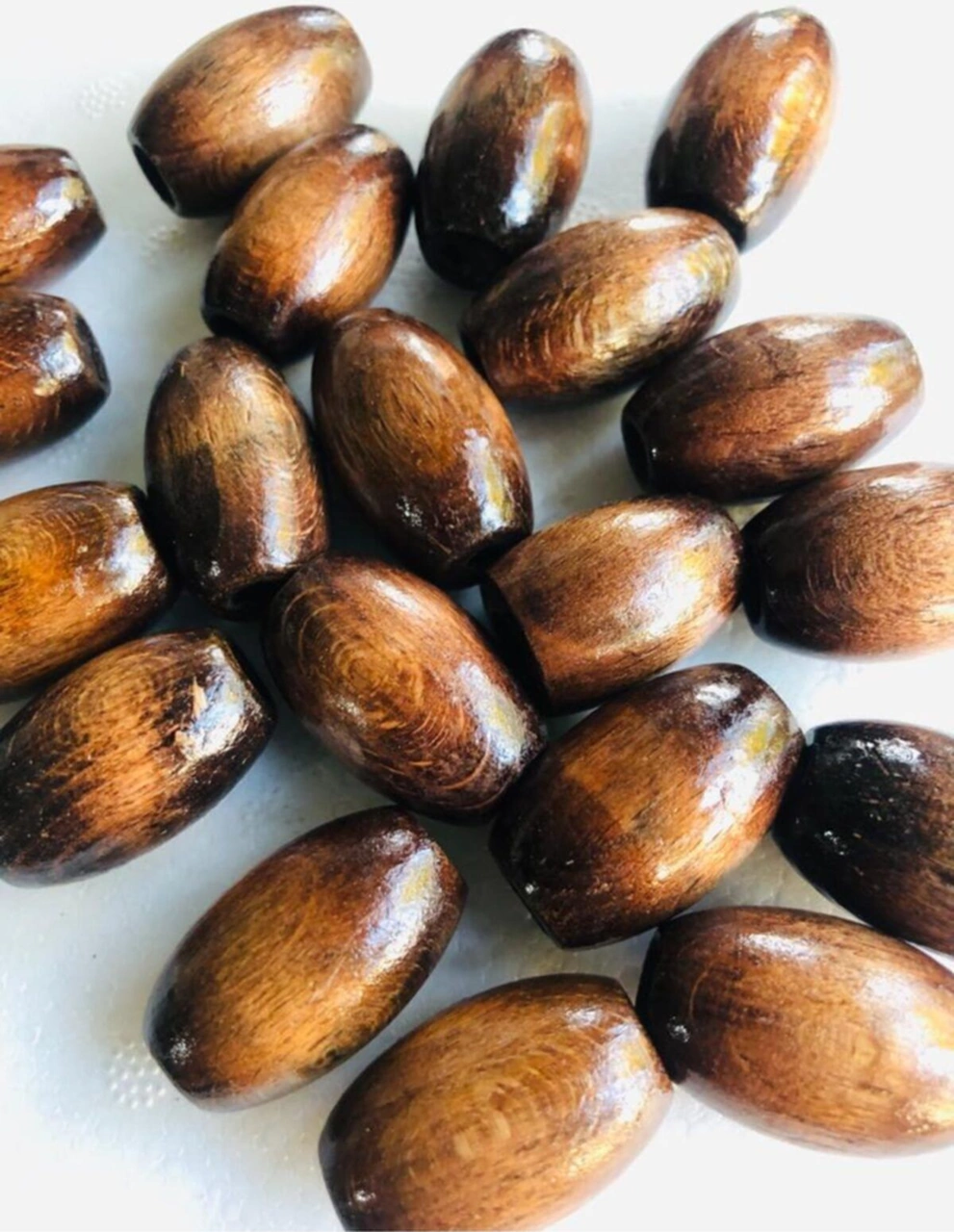 30mm Oval Kahve Ahşap Boncuk - 10 Adet -
