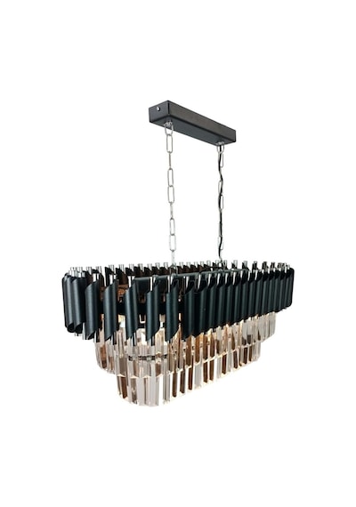 Zamira 75x35 Cm Slver Kristal Taşlı Lüks Yemek Masası Üstü 6'lı Avize - Yatak Odası - Salon - Mutfak - Hol Gümüş