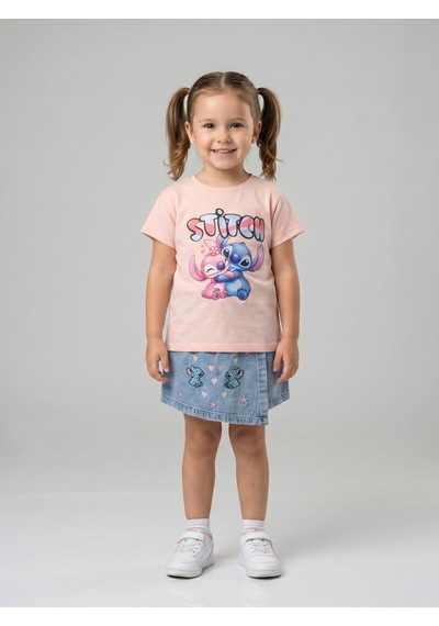 İncilay Kids Kız Çocuk Stitch Baskılı Şortlu Takım Pembe İncilay Kids Kız Çocuk Stitch Baskılı Şortlu Takım Pembe