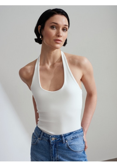 Dilvin 21052 Halter Yaka Top-ekru Ekru