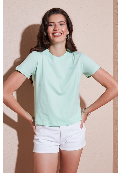 Lela Pamuklu Slim Fit Bisiklet Yaka Minimal Işleme Detaylı Bayan T Shirt 5866398 Mint Lela Pamuklu Slim Fit Bisiklet Yaka Minimal Işleme Detaylı Bayan T Shirt 5866398 Mint