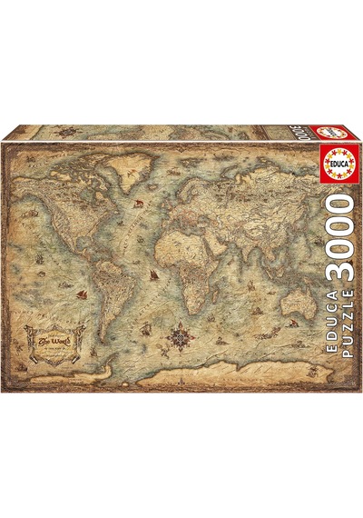 Educa 3000 Parça Dünya Haritası Puzzle - 19567 - Map Of The World