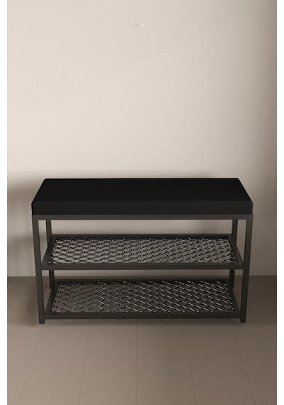 Aju Ayakkabılık Puflu Süngerli Oturaklı Metal Ayakkabı Rafı Modern Vestiyer Baklavalı Metal Siyah Aju Ayakkabılık Puflu Süngerli Oturaklı Metal Ayakkabı Rafı Modern Vestiyer Baklavalı Metal Siyah