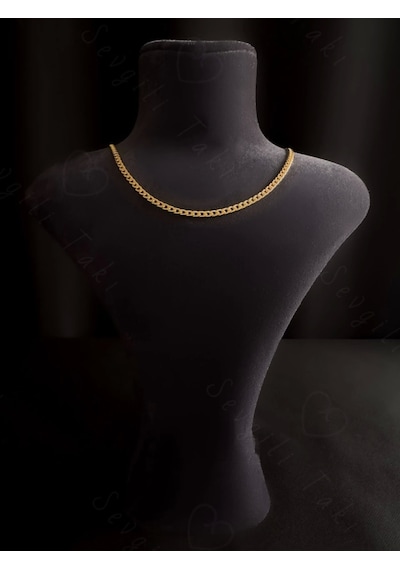 İnce Düz Zincir Gold Choker Çelik Kolye Choker Serisi Altın