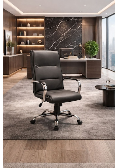 Vento Yönetici Ofis Koltuğu Lüks Büro Koltuğu Ergonomik Yatar Mekanizmalı Deri Siyah