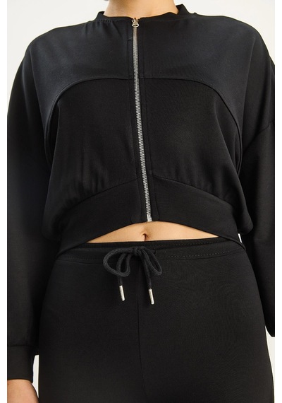 Shade Kadın Yarasa Kol Crop Hırka İspanyol Pantolon Modal Alt-üst Takım 4059 60283731 - Siyah