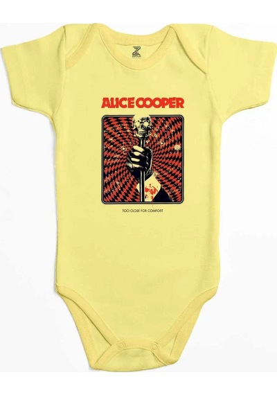 Zepplin Giyim Alice Cooper Too Close For Comfort Mikrofon Sarı Bebek Body Zıbın