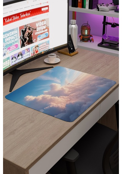 Bulutlar Kaymaz Dikişli Kauçuk Oyuncu Mousepad V2 - 48x40 Xl Gaming Mouse Pad Fare Altlığı