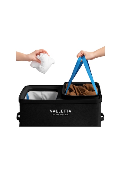 Paloma 100l Çift Yıkanabilir Bölmeli Katlanabilir Kumaş Kirli Çamaşır Sepeti Ink Black Xl