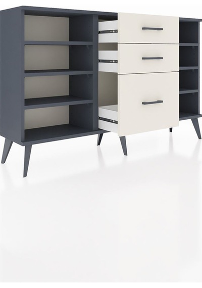 Arges Konsol 6 Raflı 3 Çekmeceli 132x30x83 Antrasit-antrasit/aytaşı Antrasit/aytaşı Arges Konsol 6 Raflı 3 Çekmeceli 132x30x83 Antrasit-antrasit/aytaşı Antrasit/aytaşı