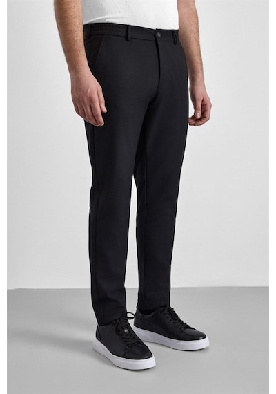Süvari Siyah Slim Düz İnterlok Yarım Lastikli Rüzgar Geçirmez Jogger Pantolon Pn2020500744-s09