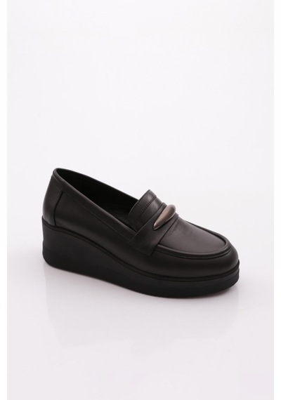 Dgn 618 Kadın Loafer Ayakkabı Siyah Napa