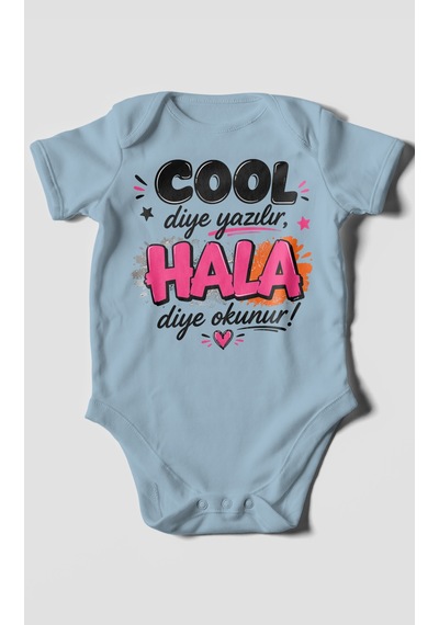 Morivokids Cool Diye Yazılır Hala Diye Okunur Kısa Kollu Bebek Body %100 Pamuk Bebe Mavisi