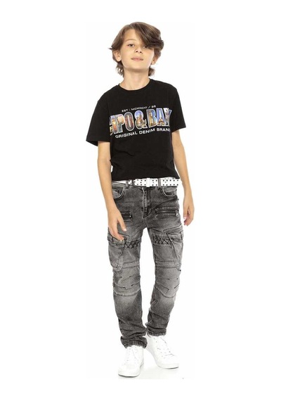Cipo & Baxx Cdk111 Biker Stil Kargo Cep Çocuk Kot Pantolon 001