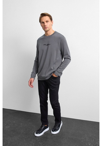 Backandbond Antrasit Bisiklet Yaka Gizli Fermuarlı Sweatshirt
