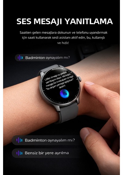 Hw7 Pro+ Akıllı Saat 1.46" Hd Ekran Bluetooth Arama Uzun Pil Ömrü Sesli Asistan Su Geçirmez Gri