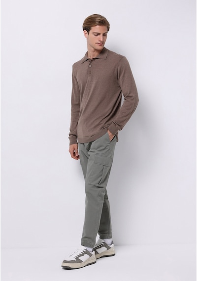 Colin's Colins Regular Fit Polo Yaka Jakarlı Erkek Gri Kazak Cl1076070 Q1.v2 Bme Bej