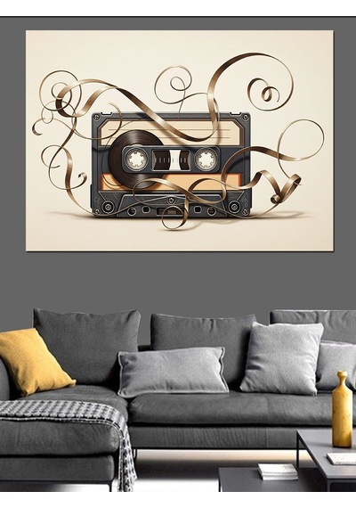 Kaset Çalar Vintage Müzik Dekoratif Kanvas - Mdf Ahşap Tablo