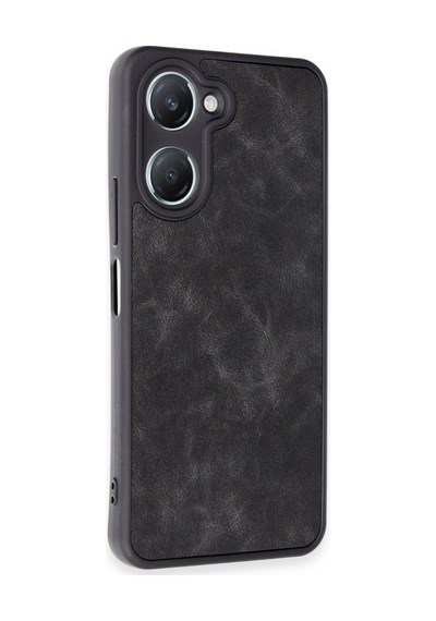 Vivo Y18 Uyumlu Kılıf Aras Deri Kapak - Siyah