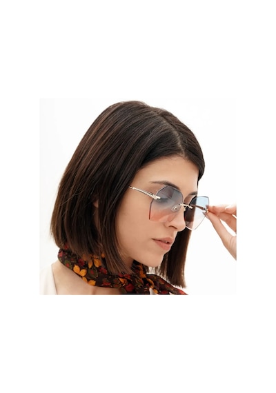 Nina Mavi Pembe Kristal Kadın Güneş Gözlüğü Çerçevesiz
