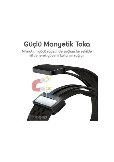 Band 10-9-8 İle Uyumlu Delikli Tasarım Air Loop Silikon Kordon Manyetik Toka Mekanizmalı Nefes Alabilirlik Sağlayan Deformasyona Karşı Dayanıklı Yumuşak Saat Kayışı