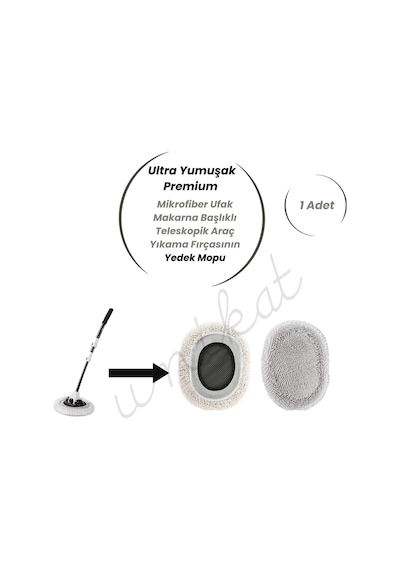 Ultra Yumuşak Premium Mikrofiber Ufak Makarna Başlıklı Teleskopik Araç Yıkama Fırçasının Yedek Mopu 1 Adet
