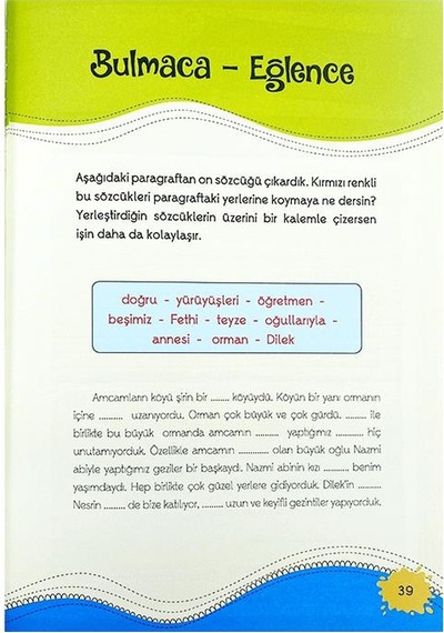 4. Sınıf Hem Okurum Hem Yazarım Öykü Tamamlama Yuva Yayınları