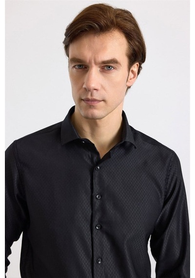 Süvari Siyah Slim Klasik Yaka Casual Gömlek Sgm2024700003-s09