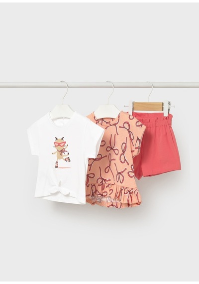 Mayoral Kız Bebek Penye Şort Takım 2 Tshirtlü Pembe