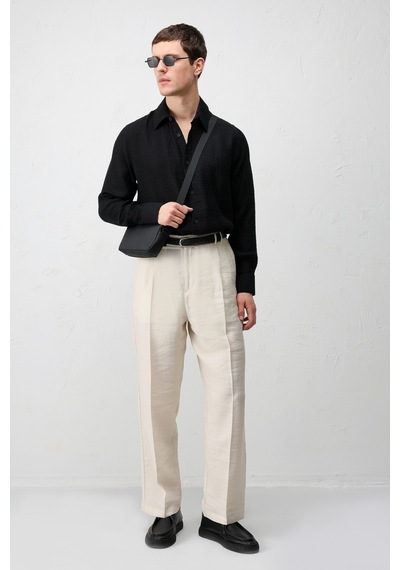 Antioch Crinkled Relax Fit Erkek Gömlek Siyah
