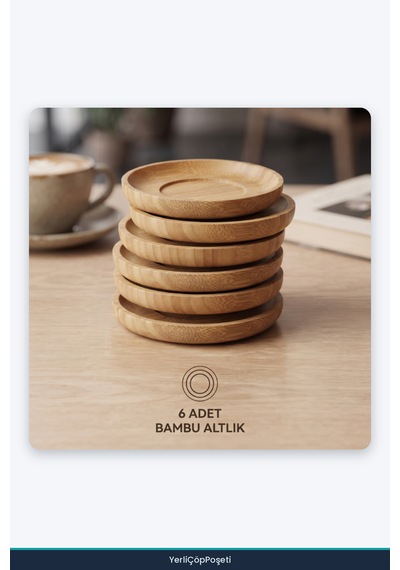 12 Parça Çay Seti - Bambu Bardak Altlığı - Çift Cidarlı Cam - 150 Ml Şeffaf