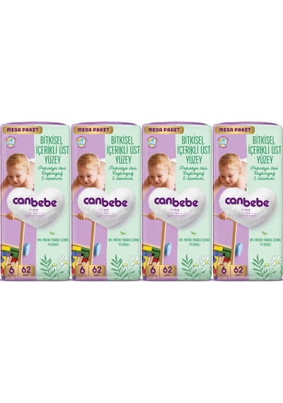 Canbebe Bebek Bezi Beden:6 15-27kg Exstra Large 248 Adet Mega 6 Numara