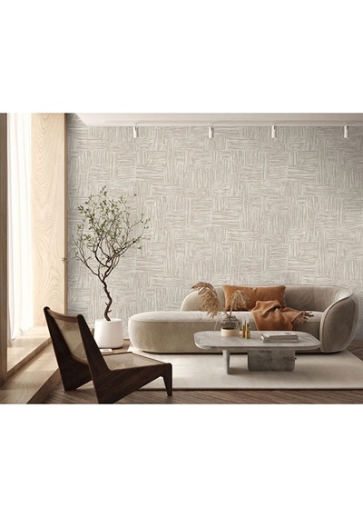 Adawall Muse Koleksiyonu -25101-3 Bej Dokulu Silinebilir Nonwoven Vinil Duvar Kağıdı - Açık Bej, 1.06x15.6m - 16.5m²