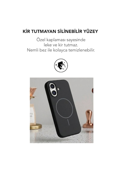 Apple İphone 16 Uyumlu Magsafe Lansman Silikon Kılıf Siyah