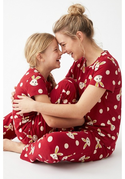 Siyah İnci Pamuklu Likralı Pijama Takım 7624 Bordo