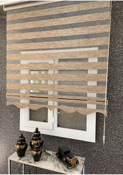 Kahverengi Ofis Ev Için Zebra Stor Perde Etek Dilimli Kahve - 97784576 Kahve