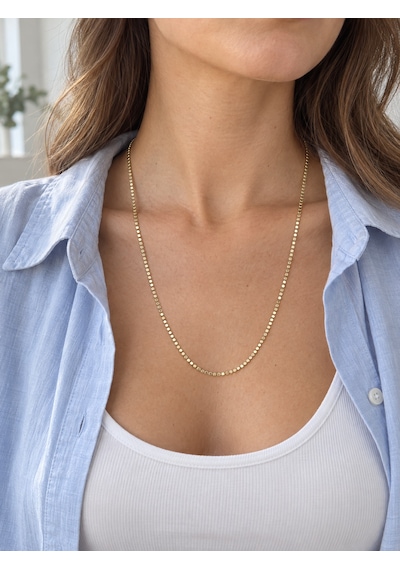 Minimal İnce Pullu Zincir Kolye 50+5 Cm Xp Markalı 14k Renginde 316l Paslanmaz Çelik Kolye Renkli