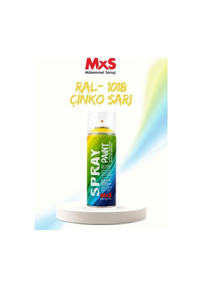 Mxs Ral 1018 Çinko Sarı Akrilik Sprey Boya 400 Ml Siyah