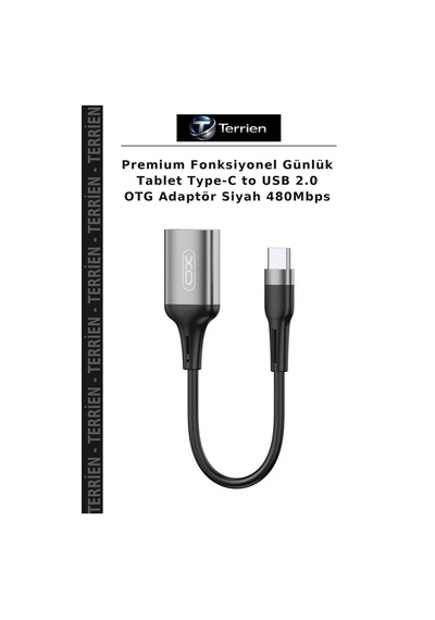 Premium Fonksiyonel Günlük Tablet Type-c To Usb 2.0 Otg Adaptör Siyah 480mbps