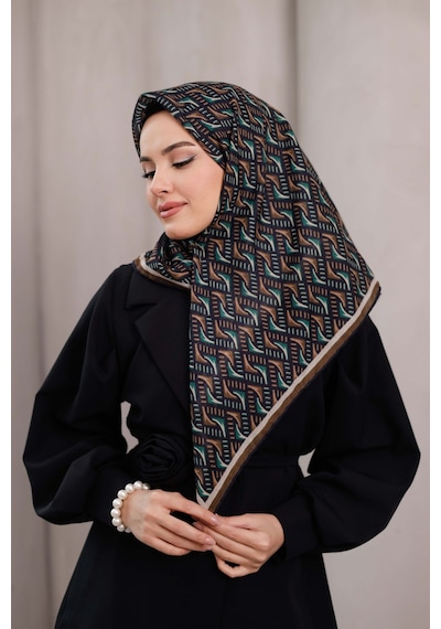 Mimiyum D S Model Soft Eşarp Kahve Zümrüt Çok Renkli