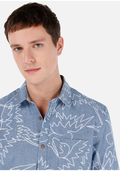Colin's Colins Normal Kesim Shirt Yaka Cepsiz Mavi Erkek Kısa Kol Gömlek Cl1067589 Cl1067589 Q1.v1 Inv İndigo