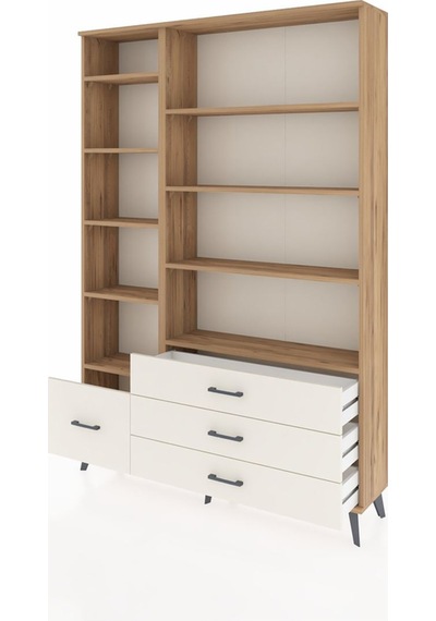 Arges Dolap 9 Raflı 4 Çekmeceli 132x30x195 Çam-çam/aytaşı Çam