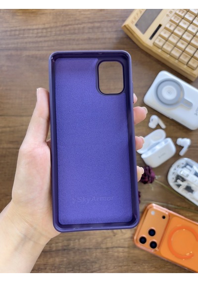 Samsung A06 Uyumlu Kadife İç Yüzey Tasarımlı Taşlı Işıltılı Parlak Pırlanta Kılıf Dia Plus Mor