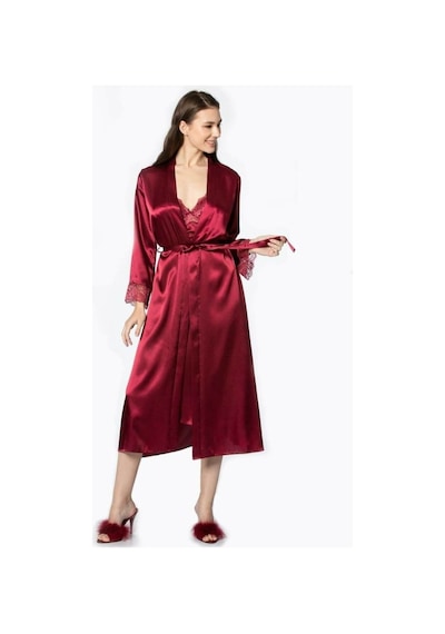 Ceyyiz Pierre Cardin Uzun Saten Sabahlık Gecelik Set 4370