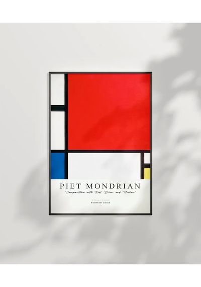 Çerçevesiz Poster Piet Mondrian Kırmızı, Mavi Ve Sarıdan Oluşan Kompozisyon