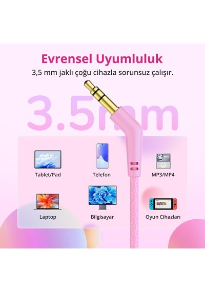 S1 Kablolu Kulaküstü Çocuk Kulaklık - Ayarlanabilir Kafa Bandı - Okul/seyahat/erkek/kız Çocuklar/bilgisayar/tablet Için Taşınabilir - Pembe