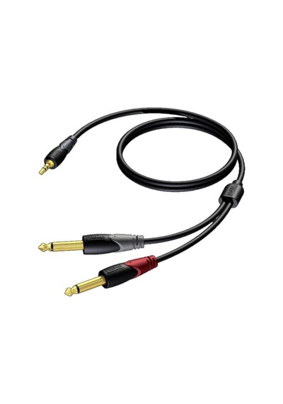 Procab Cla713/3 Çift 6,3mm Mono Jaktan Tekli 3,5mm Stereo Mini Jaka Kablo 3 Mt