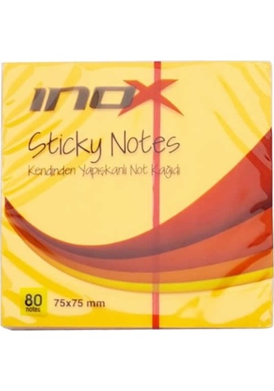 İnox Postit 75x75 80 Yaprak Fosforlu Turuncu - 3 Adet